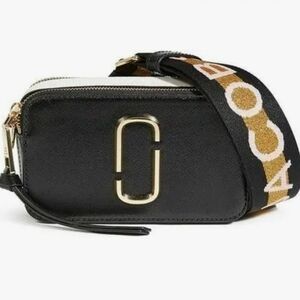 Marc Jacobs Black Crossbody Camera Bag with Gold Logo
